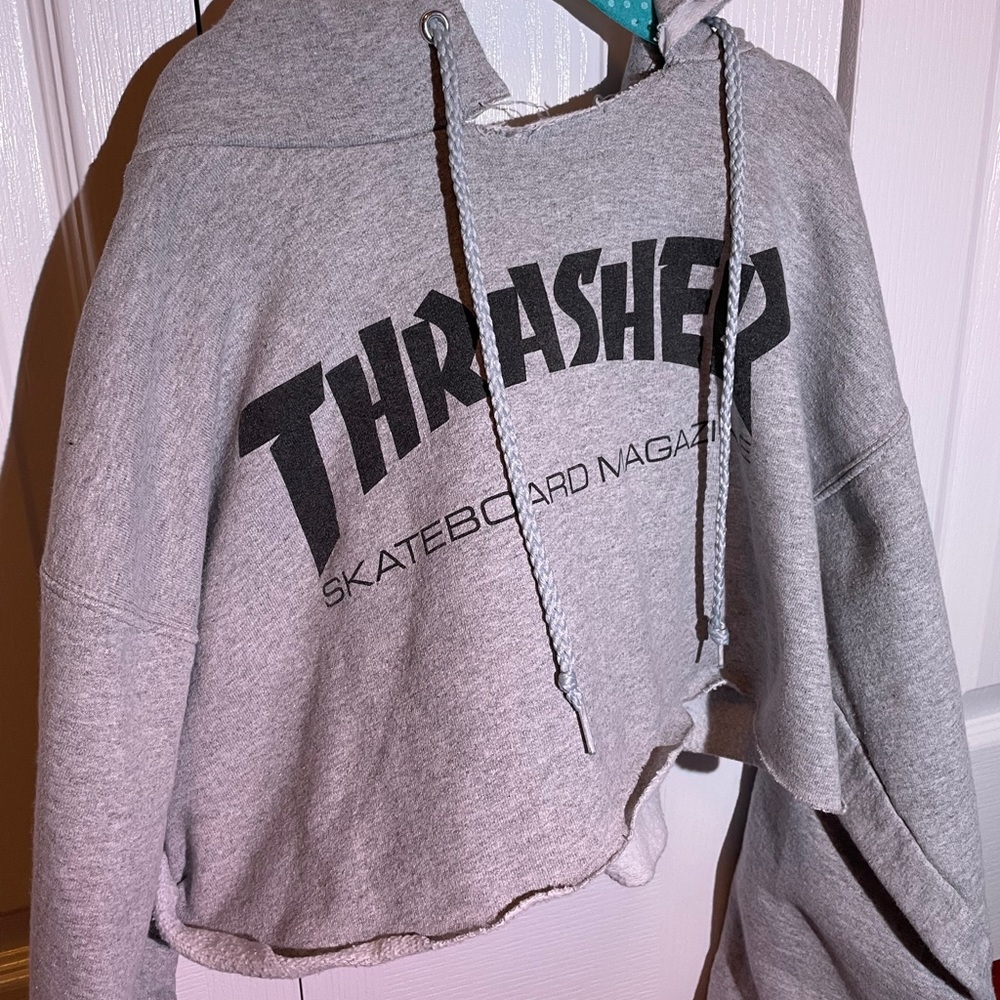 Cropped Grey Thrasher Hoodie